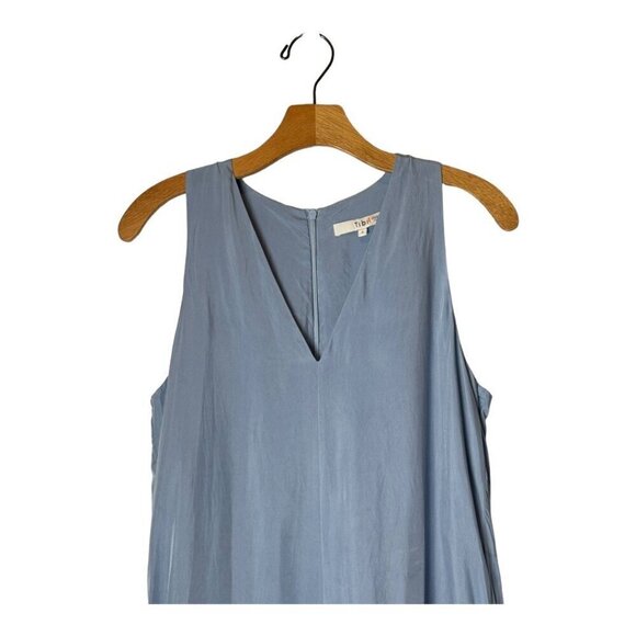 Tibi Jumpsuit Women 4 Blue Tie Waist Sleeveless Boho Cottagecore‎ Ruffle Hem - Picture 4 of 11